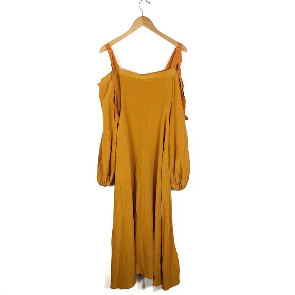 NWOT Silvia Tcherassi Magnolia Silk Midi Dress Small Cold Shoulder Button Front - Picture 13 of 13